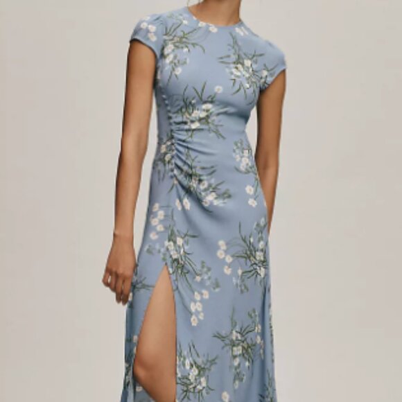 Reformation Frasier Dress in White & Blue Floral Print - Picture 11 of 13